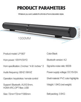 Sistem Home cinema Soundbar TV HDMI Wireless Bluetooth Speaker Pliabilă și Detașabilă Stereo Hifi Stereo 3D Surround RAC AUX