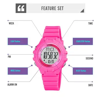 SKMEI Brand-Copii Ceasuri Sport de Moda Culori Bomboane Copii Electronice Digitale Ceas Casual Chrono Alarm Ceas de mână rezistent la apă