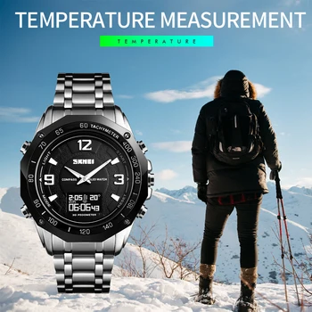 SKMEI Bărbați Ceas Digital de Lux Busolei Electronice de Temperatură Ceas de mână de Moda de Calorii Pedometru Sport ceasuri de Mînă Ceasuri