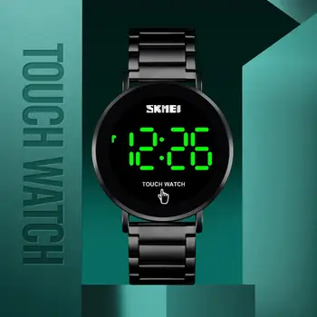 SKMEI Ceasuri Barbati Ceas Digital de Lux Ecran Tactil LED Display Electronic Ceas de mână din Oțel Inoxidabil Barbati Ceas Reloj