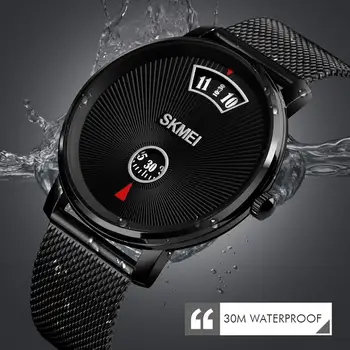 SKMEI de Afaceri Ceasuri de mana Bărbați Cuarț Ceas Simplu rezistent la apa din Oțel Inoxidabil/Piele Brand Culorile Negru Stil Ceas Barbati Ceas
