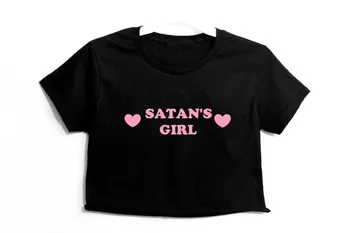 Skuggnas lui Satana Fata Femei Culturilor Tricou Maneca Scurta de Moda Topuri Casual Tricou fetita Trunchiate tricou de Înaltă calitate Topuri