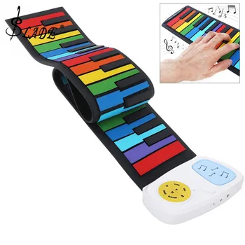 SLADE 49 Taste Colorate Silicon Flexibil Hand Roll Up Pian Electronic Tastatură Organ Built-in Difuzor Iluminare Muzica Cadou