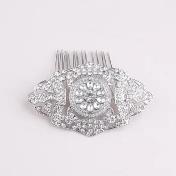 SLBRIDAL Art Deco Clar Strasuri Cristale, Perle, Flori de Nunta Pieptene de Par Mireasa Accesorii pentru domnisoarele de Onoare