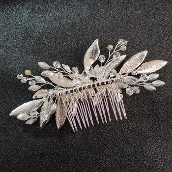 SLBRIDAL de Argint de Culoare Stras Perle de Flori de Nunta Pieptene de Par Mireasa Caciulita de Păr Accesorii Femei, Bijuterii domnisoarele de Onoare