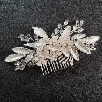 SLBRIDAL de Argint de Culoare Stras Perle de Flori de Nunta Pieptene de Par Mireasa Caciulita de Păr Accesorii Femei, Bijuterii domnisoarele de Onoare