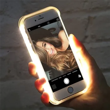 SLILE de Lux Luminos Telefon Caz pentru IPhone 6 7 8 Plus Selfie Perfect Lumina Stralucitoare Caz pentru IPhone 11 XR Pro XS MAX LED