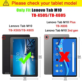 Slim Tri-Pliere cover Pentru Lenovo Tab M10 10.1 caz Funda din Piele PU Caz Suport Pentru lenovo tab M10 TB-X605L TB-X605F Tableta+Film