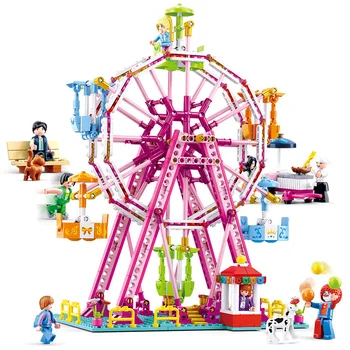 Sluban Bloc Fata de Vis Prieteni roată 789pcs Carrousel Merry-Go-Round 762pc de Învățământ Cărămizi de Jucărie Nici o cutie de vânzare cu amănuntul