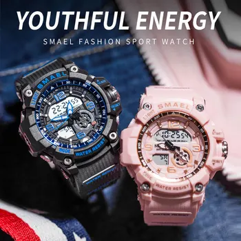 SMAEL Moda Sport Doamnelor Ceas de Aur roz Digital Impermeabil pentru Femei Ceasuri Cuarț Elevii Fată Ceas de mână Cadou Reloj Mujer