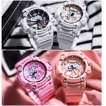 SMAEL Moda Sport Doamnelor Ceas de Aur roz Digital Impermeabil pentru Femei Ceasuri Cuarț Elevii Fată Ceas de mână Cadou Reloj Mujer