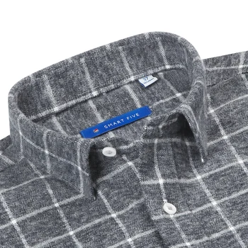 Smart cinci Tricouri Casual cu Maneci Lungi Carouri Flanel de Bumbac Vara Toamna Rochie-Camasa Slim Fit Camisa Sociale Masculina Cămașă Bărbați