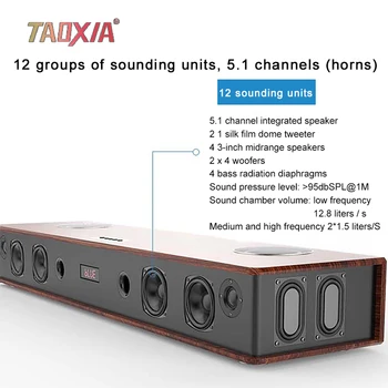 Smart Soundbar Home Theater Vorbitor de Lemn Bluetooth Boxe Hifi cu Karaoke KTV Sistem de 170W Subwoofer Proiecție DTS Difuzoare
