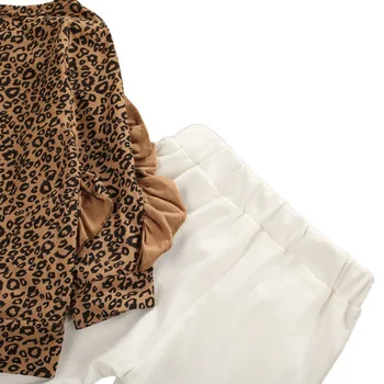 Smartbabyme Baby Set De Pantaloni Toamna Fetita Costum Casual Cu Maneci Lungi Leopard De Imprimare Bluza Topuri+Pantaloni+Headband Set