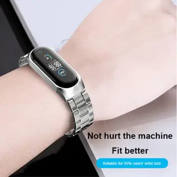 Smartwatch Curea Pentru Xiaomi Mi Band 5 Încheietura Mâinii Brățara Metalică Fără Șuruburi Din Oțel Inoxidabil MIband Pentru Mi Band 5 Curea Curea Mansete