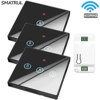 SMATRUL 1 2 3 Gasca Smart Home Wireless Perete Touch Comutator Lumina 433MHZ RF de la Distanță Ecran de Sticlă Buton de pe Panoul de 110V 220V Lampă cu Led-uri