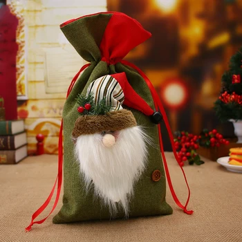 Smiry Crăciun Saci Mari Mici Carouri Moș Crăciun Cadou Geanta Copii Xmas Decor Candy Bag Fleac Ornamente Pentru Pomul De Craciun Supplie