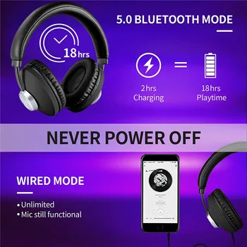 SODO SD-1007 Bluetooth Căști Over-Ear cu Fir Căști fără Fir Bluetooth 5.0 setul cu Cască Stereo cu Microfon Suport TF Card