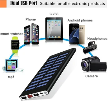 Solar 30000mah Power Bank Baterie Externa USB 2 LED-uri Powerbank telefon Mobil Portabil Solare Încărcător pentru Xiaomi mi iphone huawie