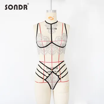 SONDR Femei Sexy Lenjerie de Dantelă Transparentă Sutien Talie Joasa Set Boxeri Femei Lenjerie Sexy Pijamale Exotice Îmbrăcăminte
