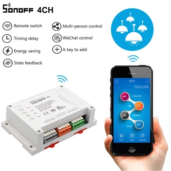 Sonoff 4CH Wifi Smart Switch Universal de la Distanță Comutator Inteligent Interruptor 4 Canale Montare pe Șină Din Casa Inteligentă Comutatorul Wi-FI