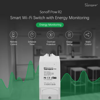 Sonoff POW R2 Timer Inteligent DIY Wifi Remote Control Comutator 16A Monitorizarea Consumului Compatibil cu Alexa Amazon, Google Acasa