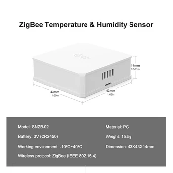 SONOFF SNZB 02 Zigbee Temperatura și Umezi Senzor Monitor, Lucru cu SONOFF Zigbee Pod, Date în timp Real pe eWeLink App