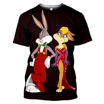 SONSPEE Brand Bărbați/Femei 3D Imprimate T-Shirt Anime Desene animate Bugs Bunny Maneci Scurte Moda Tricou Sport Pulover Top de Vară Tees