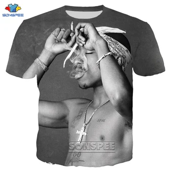 SONSPEE Hip Hop Rapper 2pac Tupac Tricou Femei Bărbați Imprimare 3D Star T-Shirt cu Maneci Scurte Harajuku Streetwear Pulover Top de Vara