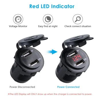 SOONHUA Dual Port USB Incarcator Auto de Bricheta Conectați Voltmetru LED rezistent la apa Telefon Mobil Inteligent Adaptor de Încărcare