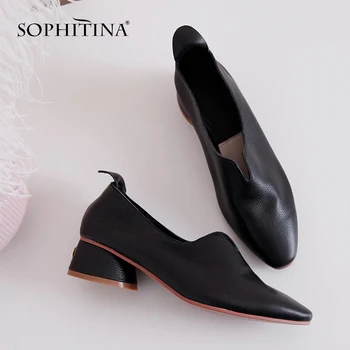 SOPHITINA Confortabile din Piele Pompe de Moda Volane Square Toe Slip-On Casual Pantofi Handmade Primavara Pompe de Femei SO96