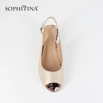 SOPHITINA Noua Moda Pene Sandale Rusia de Dimensiuni Mari din Piele Curea Cataramă Pantofi Casual Femei Floare de Imprimare Sandale SC22