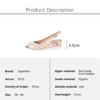 SOPHITINA Noua Moda Pene Sandale Rusia de Dimensiuni Mari din Piele Curea Cataramă Pantofi Casual Femei Floare de Imprimare Sandale SC22
