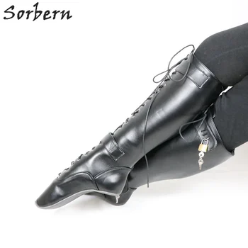 Sorbern Personalizate Wide Calf Heelless Cizme Pentru Femei De Balet Sm Pantofi Unisex Plus Dimensiune Cizme Genunchi Ridicat 2019 Doamnelor Peste Dimensiunea De Boot