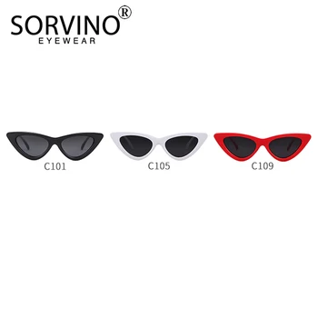 Sorvino 90 Retro Polarizate Mic Ochi de Pisica ochelari de Soare pentru Femei Brand Designer de Epocă Roșu Alb Rave Cateye Ochelari de Soare Nuante SP165