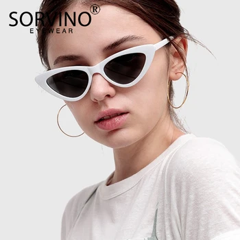 Sorvino 90 Retro Polarizate Mic Ochi de Pisica ochelari de Soare pentru Femei Brand Designer de Epocă Roșu Alb Rave Cateye Ochelari de Soare Nuante SP165