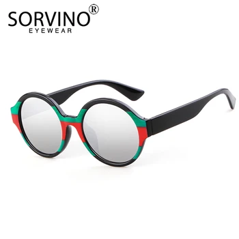 SORVINO Retro Supradimensionate Dungă Rotund ochelari de Soare Barbati Femei Brand de Lux de Designer de Mare Galben Albastru Cerc Ochelari de Soare Nuante SP157