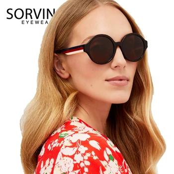 SORVINO Retro Supradimensionate Dungă Rotund ochelari de Soare Barbati Femei Brand de Lux de Designer de Mare Galben Albastru Cerc Ochelari de Soare Nuante SP157