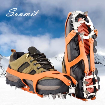 Soumit 18 Dinți de Oțel de Gheață de Prindere Spike pentru Pantofi Anti-Alunecare, Catarare Zăpadă Piroane Crampoane Ghete Lanț Gheare de Prindere Cizme de Acoperire