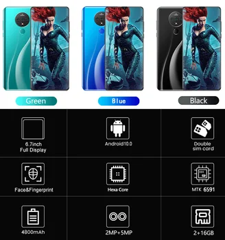 SOYES Mate40 Global Versiune Android De 10 Smartphone-uri 4800mAh Hexa Core 6.7 Inch Telefon Mobil 2 GB+16 GB Amprente Deblocare Telefoane mobile