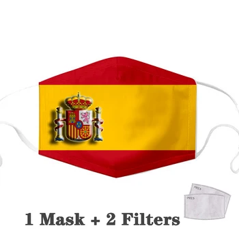 Spania Steagul Negru Adult 2 buc PM2.5 Filtru Masti De Fata Reutilizabile Gura Masca Lavabile Fata De Gura Masca