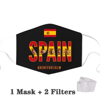 Spania Steagul Negru Adult 2 buc PM2.5 Filtru Masti De Fata Reutilizabile Gura Masca Lavabile Fata De Gura Masca