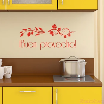 Spaniol Citat Buen Provecho de Vinil de Perete Autocolant Perete Decal pentru Bucătărie Cameră Decor Mural Home Decor de Perete de Arta Poster Tapet