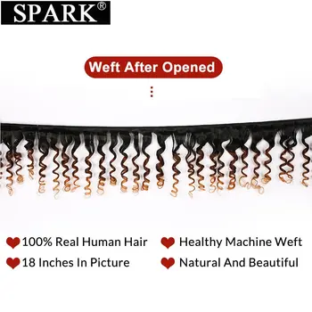 SPARK Ombre Liber Bouncy Cret Brazilian Păr Uman Țese Pachete Naturale 3/4 Piese Remy Human Hair Extension Raportul de Mediu
