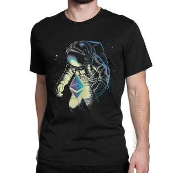 Spațiu Ethereum Tricou Barbati Din Bumbac T-Shirt Stele Galaxy Sci Spatial Cosmonaut Astronaut Amuzant Teuri De Sex Masculin Tricou Topuri Idee De Cadou