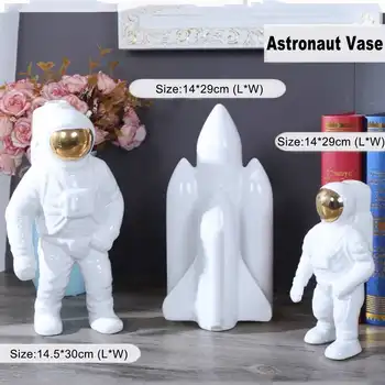 Spațiul Om Sculptura Astronaut Moda Vaza De Rachete De Aeronave Ornament Model Material Ceramic Cosmonaut Statuie De Transfer, Birou De Decor