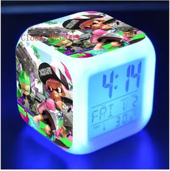 Splatoon Jucarii Copii Condus de Desene animate Ceas Deșteptător reloj despertador ceas cu alarmă digital electronic de trezire lumina tabelul reveil wekker