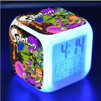 Splatoon Jucarii Copii Condus de Desene animate Ceas Deșteptător reloj despertador ceas cu alarmă digital electronic de trezire lumina tabelul reveil wekker
