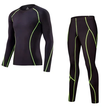 Sport set bărbați și femei jogging brand de Îmbrăcăminte de bază strat de lenjerie de corp termice de Compresie sport funcționare tricou, jambiere