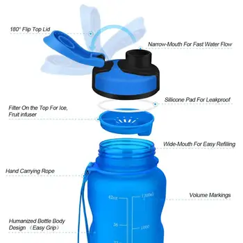 Sportul meu Sticlă ZORRI Moda de Fitness Yoga Proteine Agitator de Sticlă de Apă 1200ml BPA Gratuit Scurgere Drinkware grey Botella De Agua